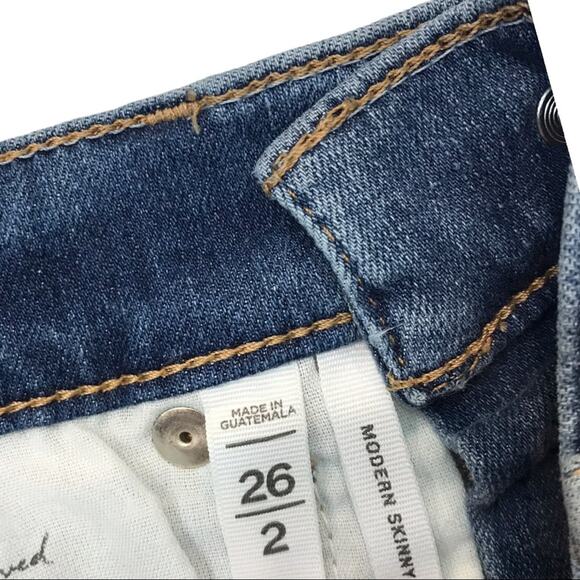 LOFT Modern Skinny Raw Hem Painted Floral Jeans - Picture 11 of 12